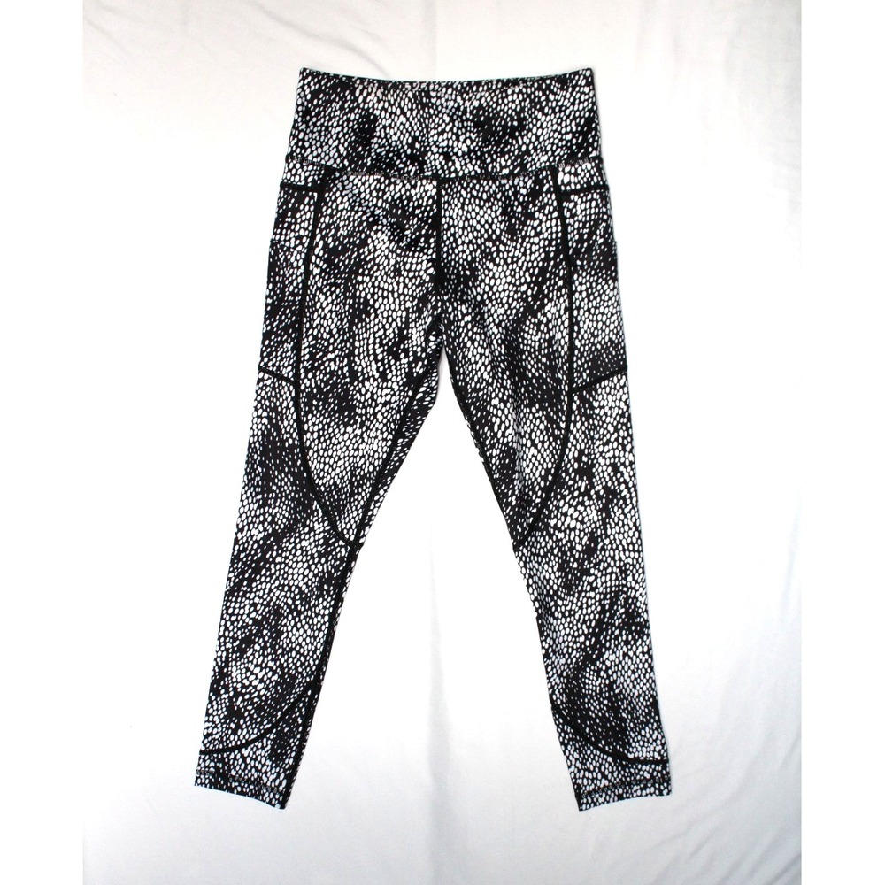 Zyia Active Light n Tight Pocket Leggings Black Snakeskin Viper Print Size 6-8